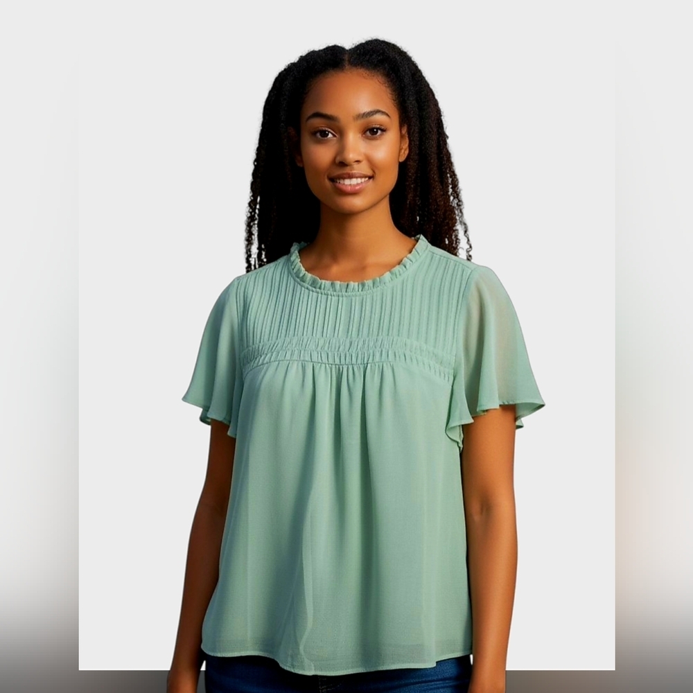 Torrid Mint Green Flutter Sleeve Blouse Size 1